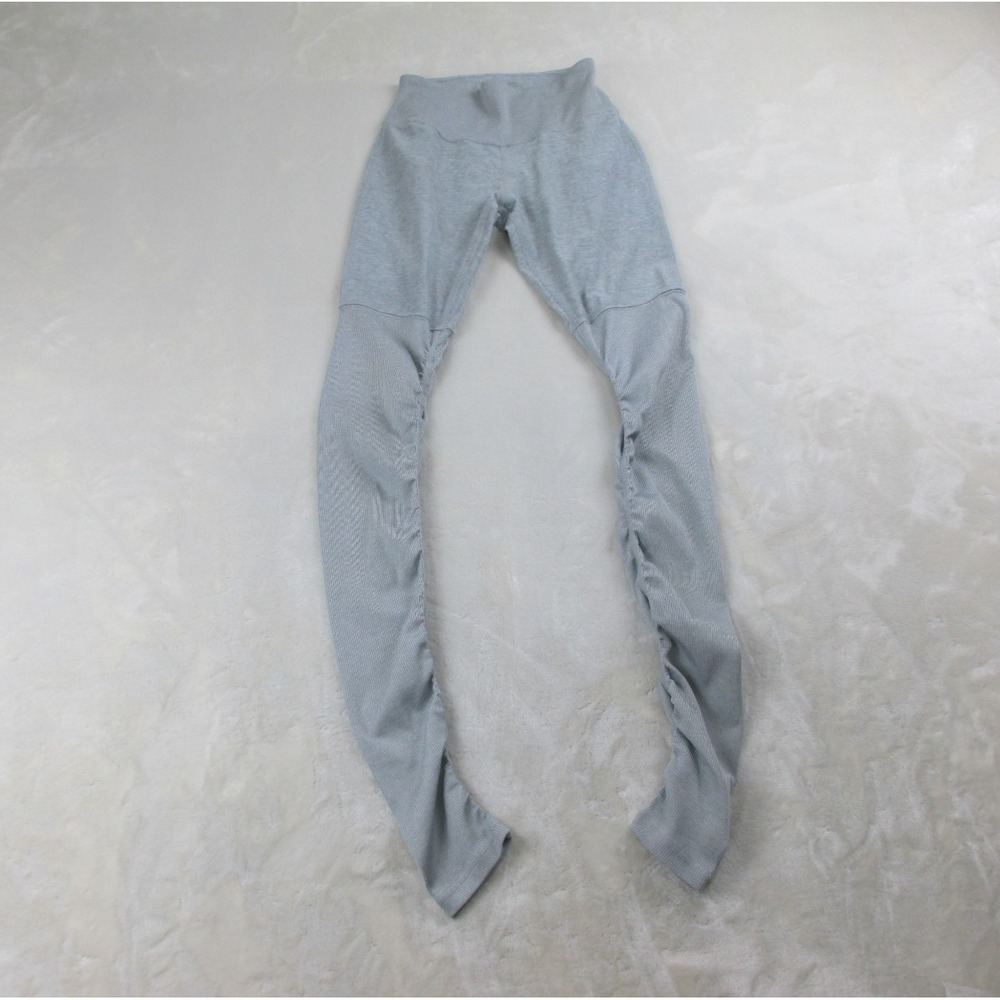 ALO YOGA Goddess Pants Womens‎ Small Gray Leggings Ruched Scrunch Ribbed Gym*